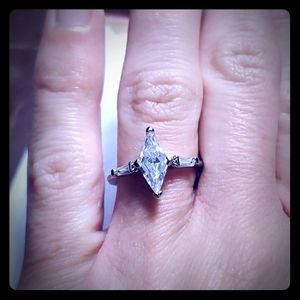 Sliver ring with dimond  shaped cz stones